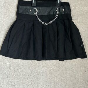 Royal Bones Daang Goodman Womens Pleated Skirt Size S Black Punk Goth Chain